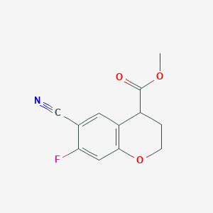 molecular formula C12H10FNO3 B8462881 Methyl 6-cyano-7-fluorochroman-4-carboxylate 