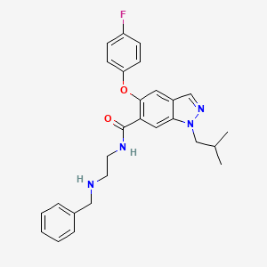 molecular formula C27H29FN4O2 B8462963 1h-Indazole-6-carboxamide,5-(4-fluorophenoxy)-1-(2-methylpropyl)-n-[2-[(phenylmethyl)amino]ethyl]- 