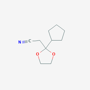 molecular formula C10H15NO2 B8463020 2-(2-Cyclopentyl-1,3-dioxolan-2-yl)acetonitrile 