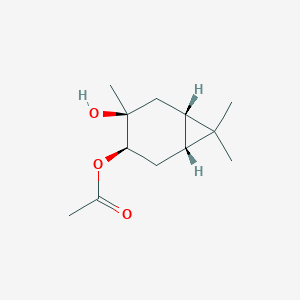 molecular formula C12H20O3 B084631 [(1R,3R,4S,6S)-4-hydroxy-4,7,7-trimethyl-3-bicyclo[4.1.0]heptanyl] acetate CAS No. 10309-63-4