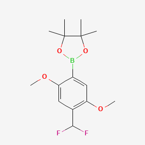 molecular formula C15H21BF2O4 B8463224 2-(4-(Difluoromethyl)-2,5-dimethoxyphenyl)-4,4,5,5-tetramethyl-1,3,2-dioxaborolane 