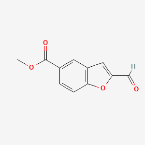 molecular formula C11H8O4 B8463240 Methyl 2-formyl-1-benzofuran-5-carboxylate 