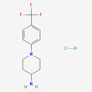 molecular formula C12H16ClF3N2 B8463281 1-[4-(Trifluoromethyl)phenyl]piperidin-4-amine hydrochloride 