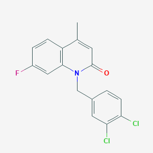 molecular formula C17H12Cl2FNO B8463416 1-[(3,4-Dichlorophenyl)methyl]-7-fluoro-4-methylquinolin-2(1H)-one CAS No. 61753-90-0