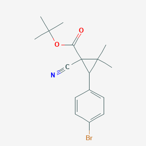 molecular formula C17H20BrNO2 B8463556 Tert-butyl 3-(4-bromophenyl)-1-cyano-2,2-dimethylcyclopropanecarboxylate 