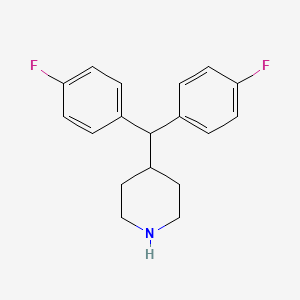 molecular formula C18H19F2N B8463589 4-[Bis(4-fluorophenyl)methyl]piperidine CAS No. 60285-00-9