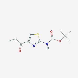 molecular formula C11H16N2O3S B8463711 (4-Propionyl-thiazol-2-yl)-carbamic acid tert-butyl ester 