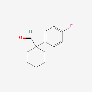 molecular formula C13H15FO B8463861 1-(4-Fluorophenyl)cyclohexanecarbaldehyde 