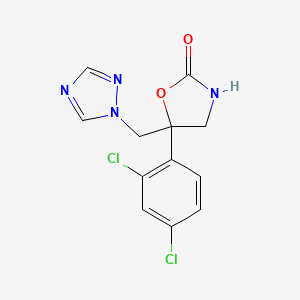 molecular formula C12H10Cl2N4O2 B8463990 5-(2,4-Dichlorophenyl)-5-[(1H-1,2,4-triazol-1-yl)methyl]-1,3-oxazolidin-2-one CAS No. 89544-78-5