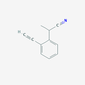 molecular formula C11H9N B8464009 2-(2-Ethynylphenyl)propanenitrile 