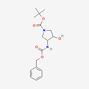 molecular formula C17H24N2O5 B8464031 3-Benzyloxycarbonylamino-4-hydroxy-pyrrolidine-1-carboxylic acid tert-butyl ester 