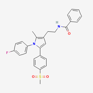 molecular formula C27H25FN2O3S B8464069 N-[2-[1-(4-Fluorophenyl)-2-methyl-5-(4-(methylsulphonyl)phenyl)-1H-pyrrol-3-yl]ethyl]benzamide 