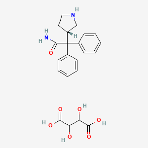 molecular formula C22H26N2O7 B8464096 3-(S)-(+)-(1-carbamoyl-1,1-diphenylmethyl)pyrrolidine Tartrate 