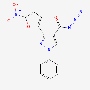 molecular formula C14H8N6O4 B8464100 3-(5-Nitrofuran-2-yl)-1-phenyl-1H-pyrazole-4-carbonyl azide CAS No. 61620-98-2