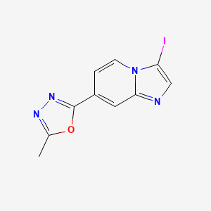 molecular formula C10H7IN4O B8464108 3-Iodo-7-(5-methyl-[1,3,4]oxadiazol-2-yl)-imidazo[1,2-a]pyridine 