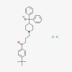 molecular formula C32H40ClNO2 B8464117 4'-tert-Butyl-4-[4-(alpha-hydroxy-alpha-phenylbenzyl)piperidino] butyrophenone hydrochloride CAS No. 43076-44-4