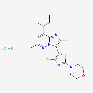 4-[4-Chloro-5-(2,6-dimethyl-8-pentan-3-ylimidazo[1,2-b]pyridazin-3-yl)-1,3-thiazol-2-yl]morpholine;hydrochloride