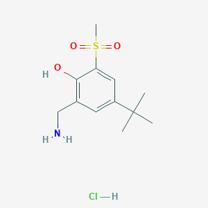 molecular formula C12H20ClNO3S B8464334 2-Aminomethyl-4-(1,1-dimethylethyl)-6-methylsulfonylphenol hydrochloride 