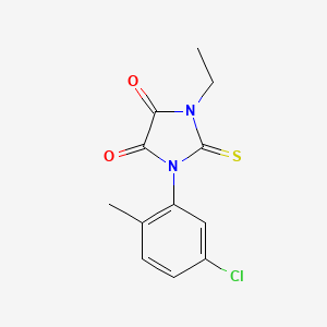 molecular formula C12H11ClN2O2S B8464352 1-(5-Chloro-2-methylphenyl)-3-ethyl-2-thioxo-4,5-imidazolidinedione CAS No. 548796-92-5