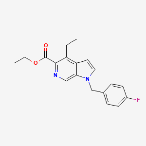 molecular formula C19H19FN2O2 B8464419 1h-Pyrrolo[2,3-c]pyridine-5-carboxylic acid,4-ethyl-1-[(4-fluorophenyl)methyl]-,ethyl ester 
