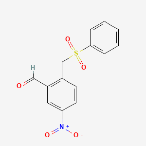 molecular formula C14H11NO5S B8464464 5-Nitro-2-phenylsulfonylmethylbenzaldehyde CAS No. 155534-53-5