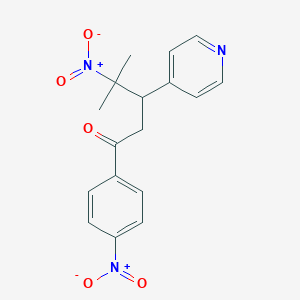 molecular formula C17H17N3O5 B8464835 4-Methyl-4-nitro-1-(4-nitrophenyl)-3-(pyridin-4-yl)pentan-1-one CAS No. 61196-95-0