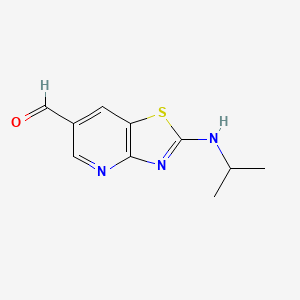 molecular formula C10H11N3OS B8465258 Thiazolo[4,5-b]pyridine-6-carbaldehyde,2-[(1-methylethyl)amino]- 