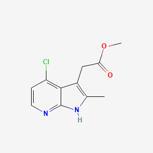 molecular formula C11H11ClN2O2 B8465281 (4-chloro-2-methyl-1H-pyrrolo[2,3-b]pyridin-3-yl)-acetic acid methyl ester 