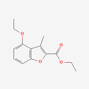 molecular formula C14H16O4 B8465386 4-Ethoxy-3-methyl-benzofuran-2-carboxylic acid ethyl ester 