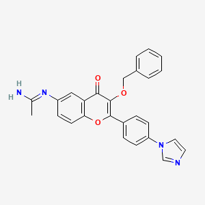 molecular formula C27H22N4O3 B8465391 (4-(imidazol-1-yl)-phenyl]-3-benzyloxy-6-[(1-iminoethyl)amino]-4H-1-benzopyran-4-one 