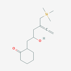 molecular formula C16H28O2Si B8465412 2-(2-Hydroxy-4-trimethylsilanylmethyl-hexa-4,5-dienyl)-cyclohexanone CAS No. 832743-79-0