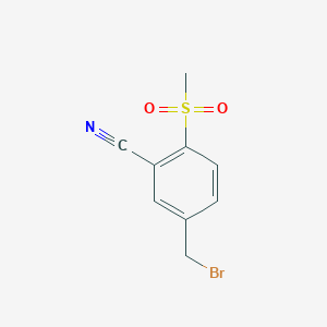 molecular formula C9H8BrNO2S B8465515 5-Bromomethyl-2-methanesulfonyl-benzonitrile 