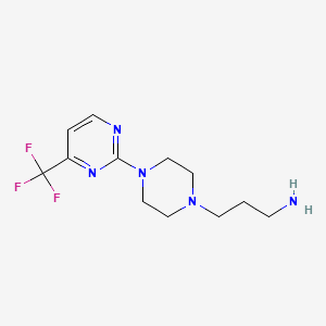 molecular formula C12H18F3N5 B8465551 3-[4-(4-Trifluoromethylpyrimidin-2-yl)-piperazin-1-yl]-propylamine 