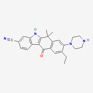 9-ethyl-6,6-dimethyl-11-oxo-8-(piperazin-1-yl)-6,11-dihydro-5H-benzo[b]carbazole-3-carbonitrile