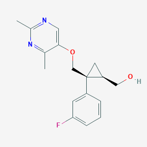 molecular formula C17H19FN2O2 B8465703 ((1R,2S)-2-(((2,4-Dimethylpyrimidin-5-yl)oxy)methyl)-2-(3-fluorophenyl)cyclopropyl)methanol 