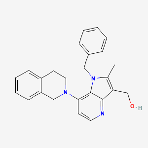 molecular formula C25H25N3O B8465783 1h-Pyrrolo[3,2-b]pyridine-3-methanol,7-(3,4-dihydro-2(1h)-isoquinolinyl)-2-methyl-1-(phenylmethyl)- 