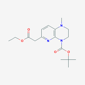 molecular formula C17H25N3O4 B8465924 tert-butyl 6-(2-ethoxy-2-oxoethyl)-1-methyl-2,3-dihydropyrido[2,3-b]pyrazine-4(1H)-carboxylate 