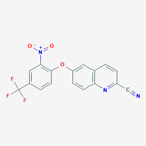 molecular formula C17H8F3N3O3 B8466031 6-[2-Nitro-4-(trifluoromethyl)phenoxy]quinoline-2-carbonitrile CAS No. 916660-97-4