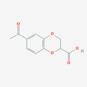 molecular formula C11H10O5 B8466088 6-Acetyl-1,4-benzodioxan-2-carboxylic acid 