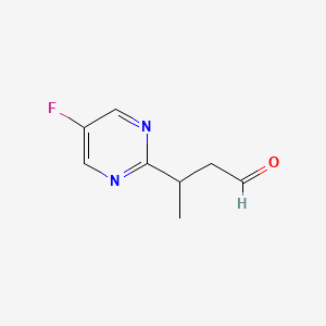 molecular formula C8H9FN2O B8466182 3-(5-Fluoropyrimidin-2-yl)butanal 