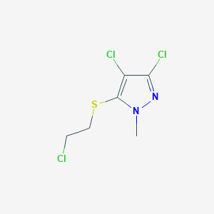molecular formula C6H7Cl3N2S B8466210 3,4-Dichloro-5-[(2-chloroethyl)sulfanyl]-1-methyl-1H-pyrazole CAS No. 93460-25-4