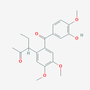 molecular formula C21H24O6 B8466326 3-[2-(3-Hydroxy-4-methoxybenzoyl)-4,5-dimethoxyphenyl]pentan-2-one CAS No. 618056-36-3