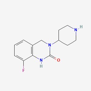 molecular formula C13H16FN3O B8466367 2(1h)-Quinazolinone,8-fluoro-3,4-dihydro-3-(4-piperidinyl)- 