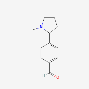 molecular formula C12H15NO B8466495 4-(1-Methylpyrrolidin-2-yl)benzaldehyde 