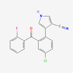 molecular formula C18H10ClFN2O B8466554 4-[4-Chloro-2-(2-fluorobenzoyl)phenyl]-1H-pyrrole-3-carbonitrile CAS No. 81992-99-6