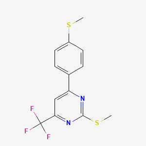 molecular formula C13H11F3N2S2 B8466636 2-(Methylsulfanyl)-4-[4-(methylsulfanyl)phenyl]-6-(trifluoromethyl)pyrimidine CAS No. 342651-54-1