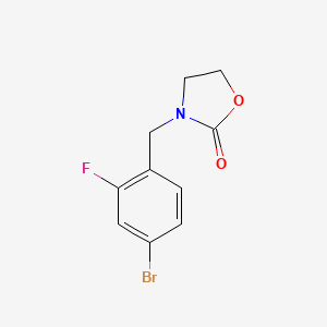 molecular formula C10H9BrFNO2 B8466639 3-(4-Bromo-2-fluorobenzyl)-1,3-oxazolidin-2-one 