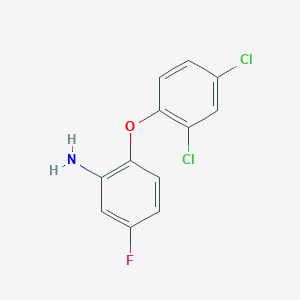 molecular formula C12H8Cl2FNO B8466692 2-(2,4-Dichlorophenoxy)-5-fluoroaniline 