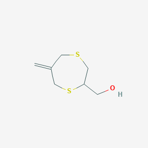 molecular formula C7H12OS2 B8466699 2-(Hydroxymethyl)-6-methylene-1,4-dithiepane 