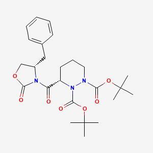 molecular formula C25H35N3O7 B8466705 (S)-3-((S)-4-benzyl-2-oxo-oxazolidine-3-carbonyl)-tetrahydro-pyridazine-1,2-dicarboxylic acid di-tert-butyl ester 